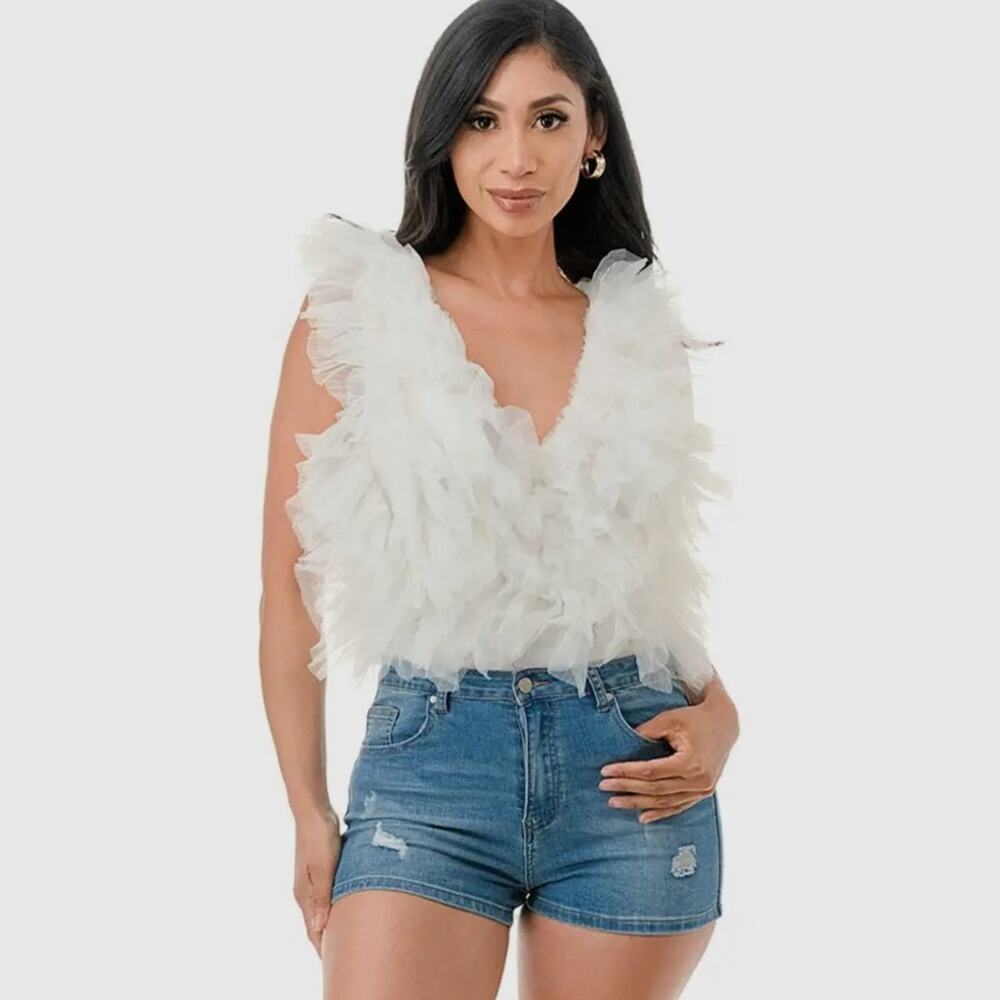 Lavender Ruffle V-Neck Bodysuit - Picture 10 of 10